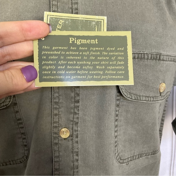 Clearwater Outfitters Mens Olive Khaki Green Long Sleeve Outdoorsman Top Medium - Picture 6 of 9